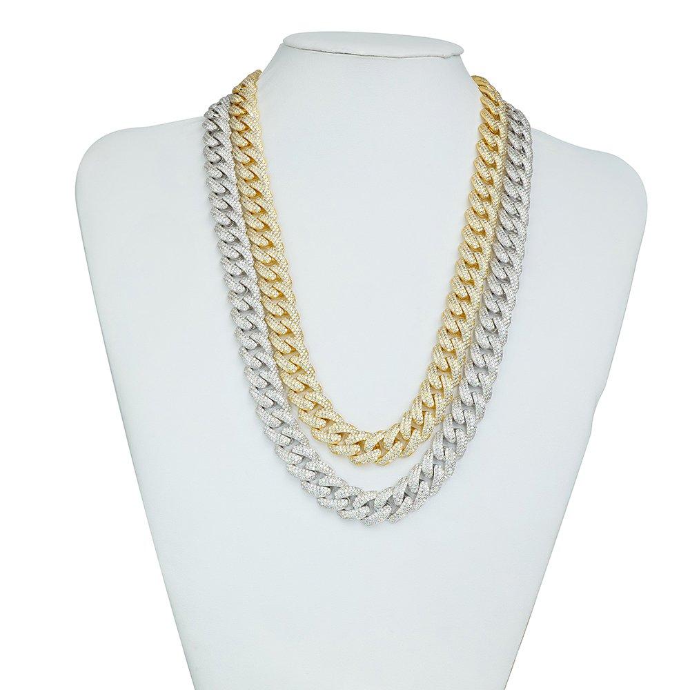14mm 3-Row VVS1 D-Color Moissanite Cuban Bracelet or Necklace
