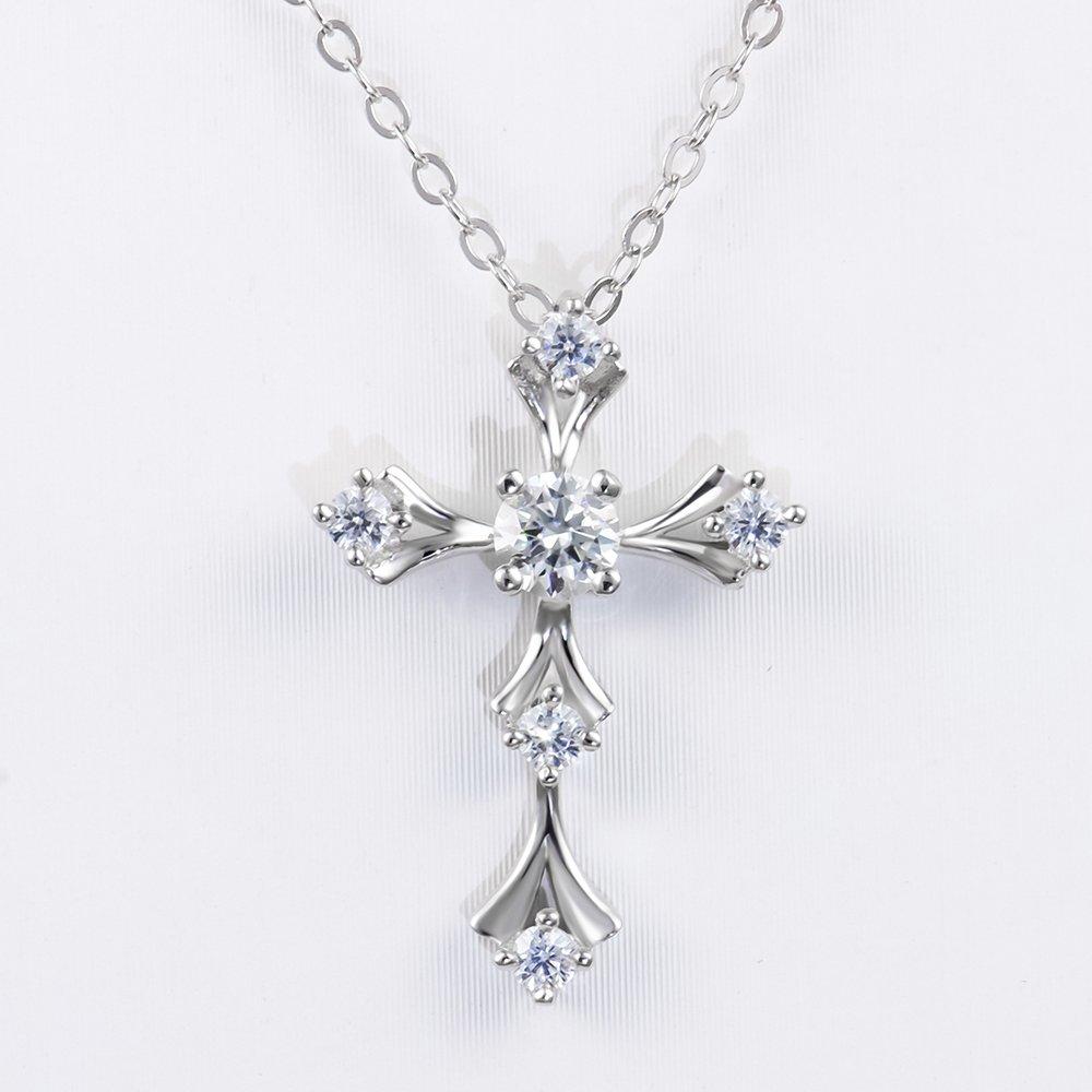 Six-Stone Cross Moissanite Pendant