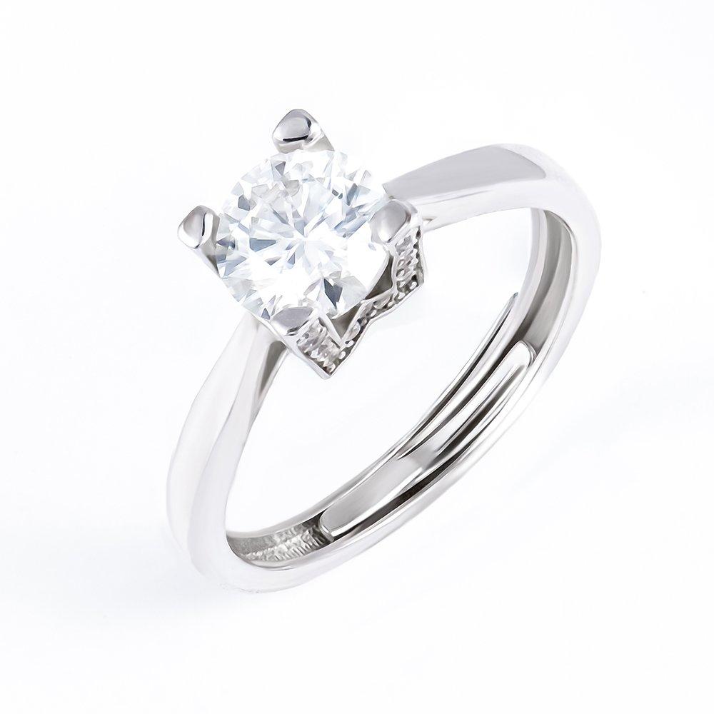 HW Letter Round-Cut Sterling Moissanite Ring