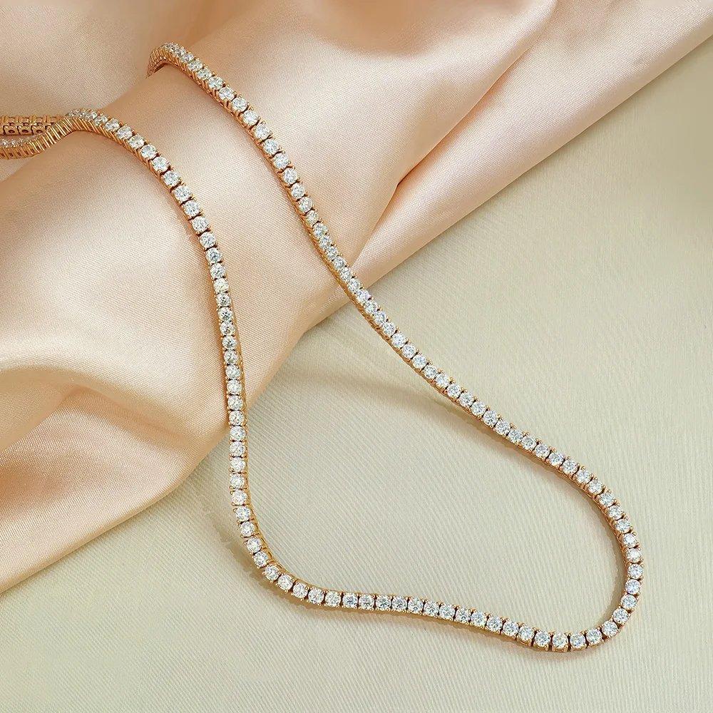 3–6mm VVS Moissanite Rose-Gold Tennis Bracelet or Necklace