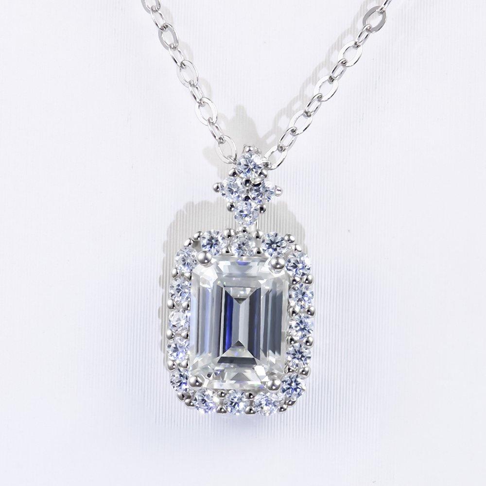 Vertical Emerald Moissanite Pendant