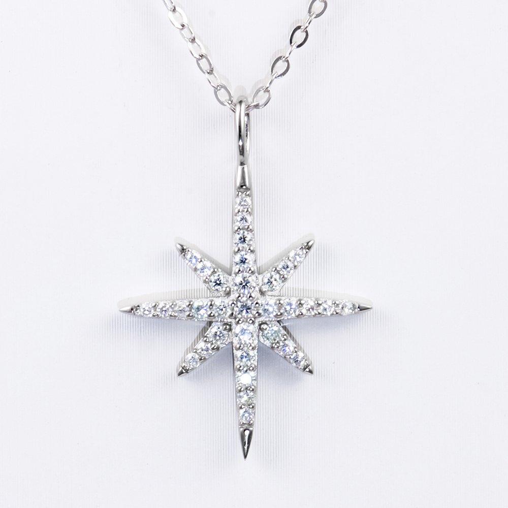 Eight-Awn Star Moissanite Pendant